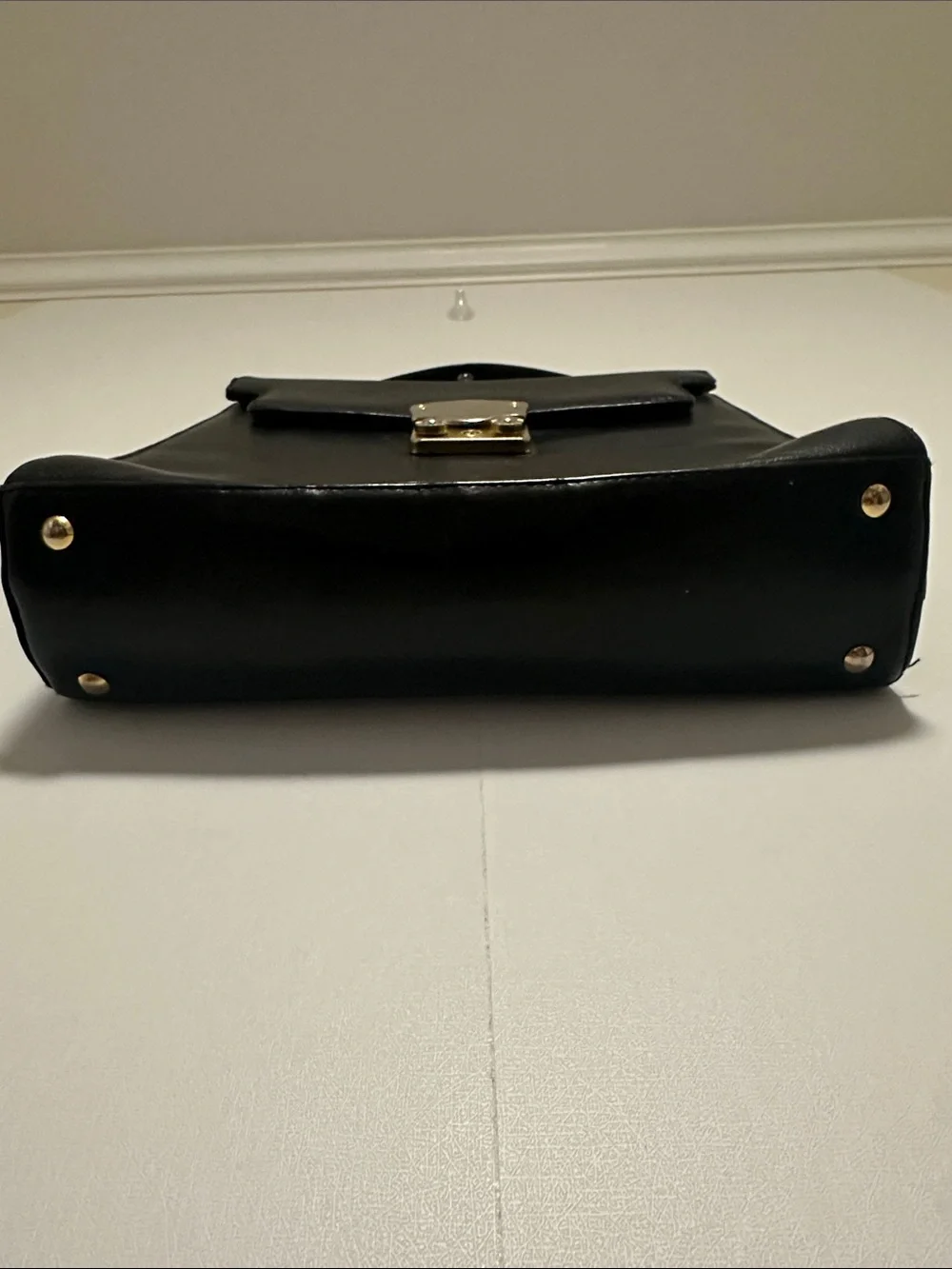 Vintage Suzy Smith Classic Black Leather Top-Handle Bag